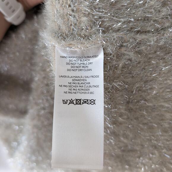 Anthropologie Taupe & Silver Crew Neck Tunic Holiday Sweater - Picture 4 of 5